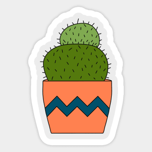 Cute Cactus Design #197: Round Cactus In Pot Sticker